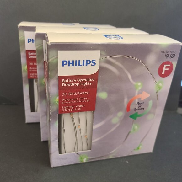 Set of 3 Philips Battery Operated Dewdrop Multi Color Strings Battery Operated - Picture 3 of 7